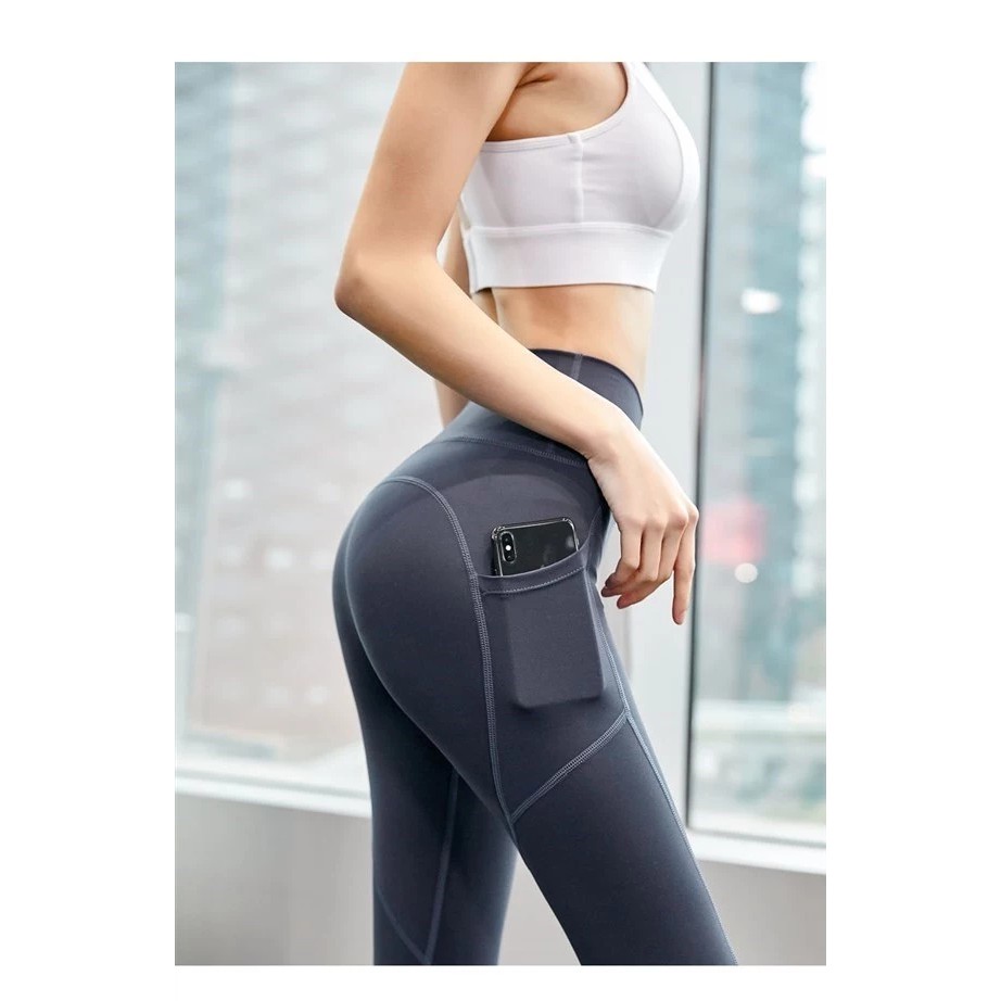 Celana legging sport wanita high-waist