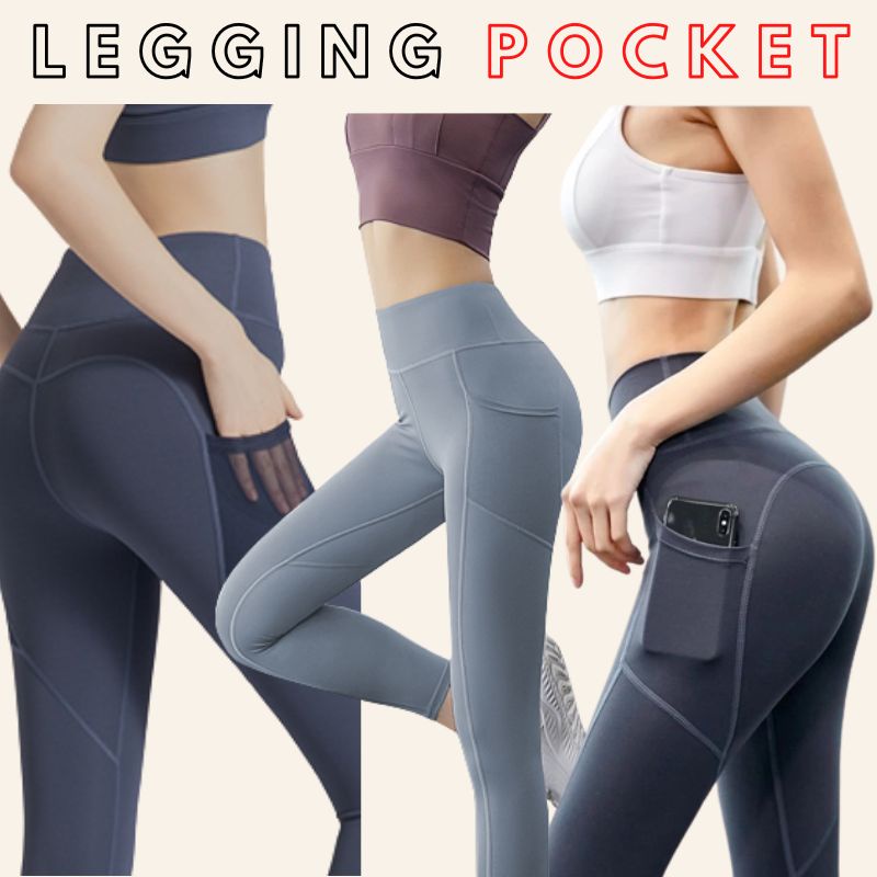 Celana legging wanita dengan poket untuk olahraga